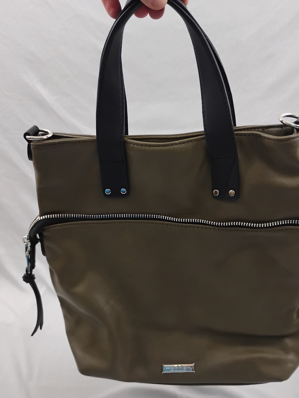Madden NYC Olive Green Tote Bag with Black Handles